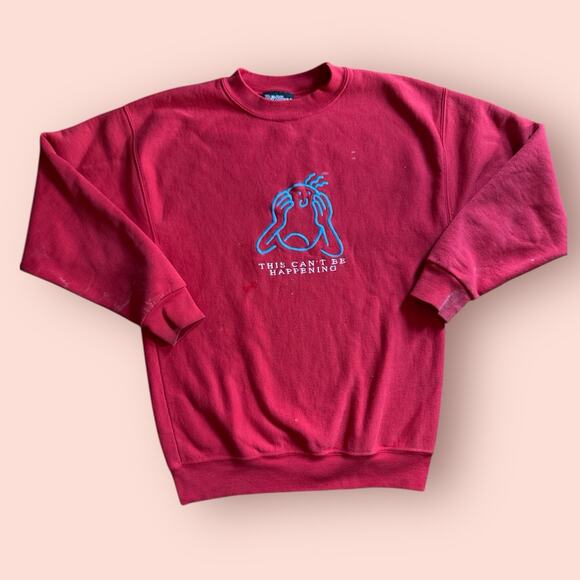 Vtg 90s B-Wear Sportswear Red Funny Crewneck Mens Large This Can’t Be Happening - Picture 1 of 5